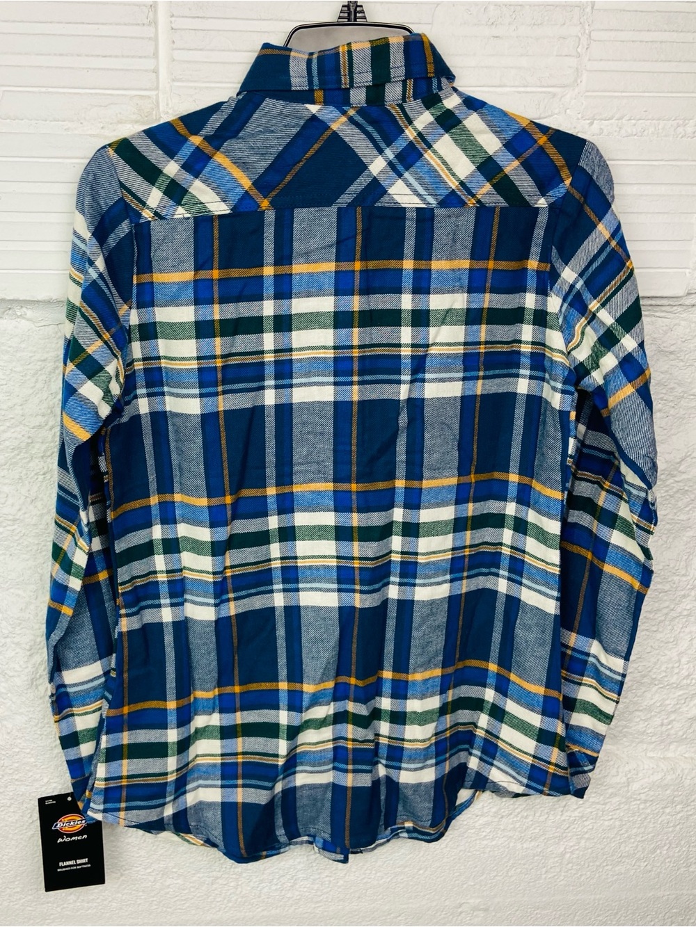 Dickies cotton Blue Plaid flannel Long Sleeve Shirt with Yellow & navy Size XS - Picture 3 of 10